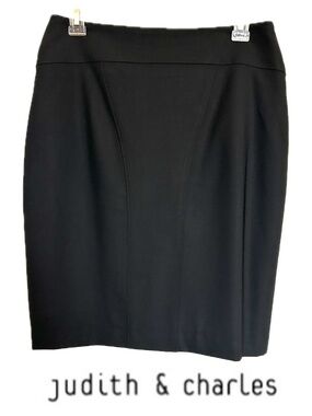 judith & charles Black Stretch Wool Pencil Skirt Size 8